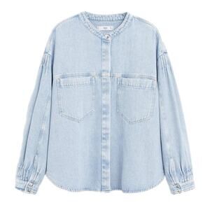 Mango Puff Sleeve Denim Top Shacket